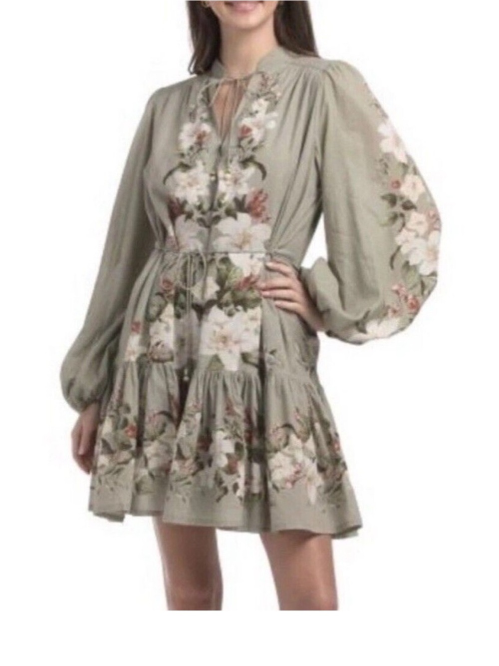 🔥STUNNING Camila Coelho Sage  Floral Dress SzXS Zimmerman like Lexi Price Firm